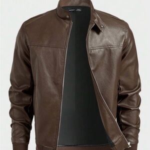 Men's Brown PU Leather Jacket like new
